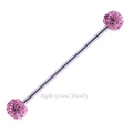 Shamballa Double Crystal Ball Industrial Barbell 316L Charms Industrial Piercing Jewelry